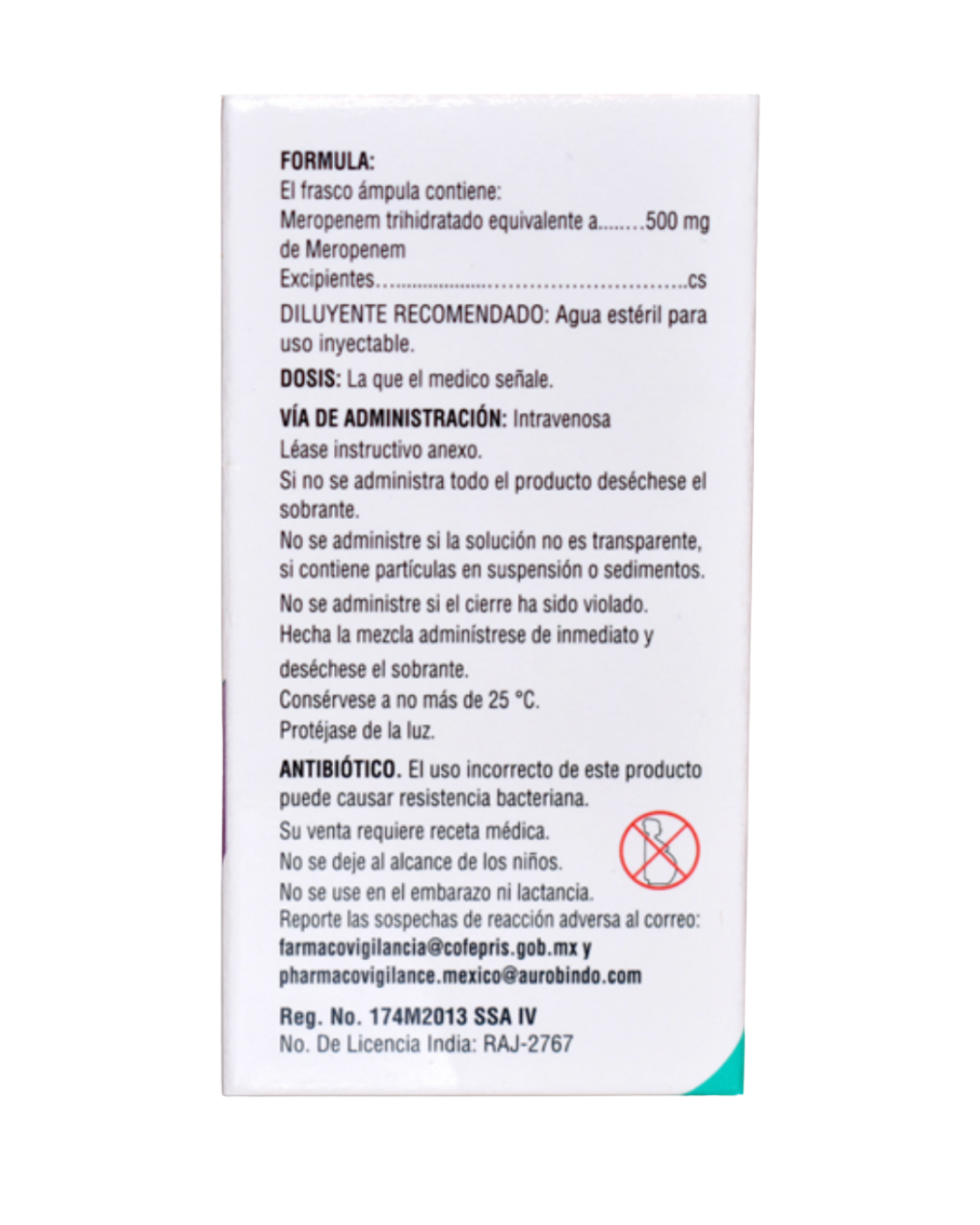 MERRONY MEROPENEM 500 MG CAJ/1 FAM
