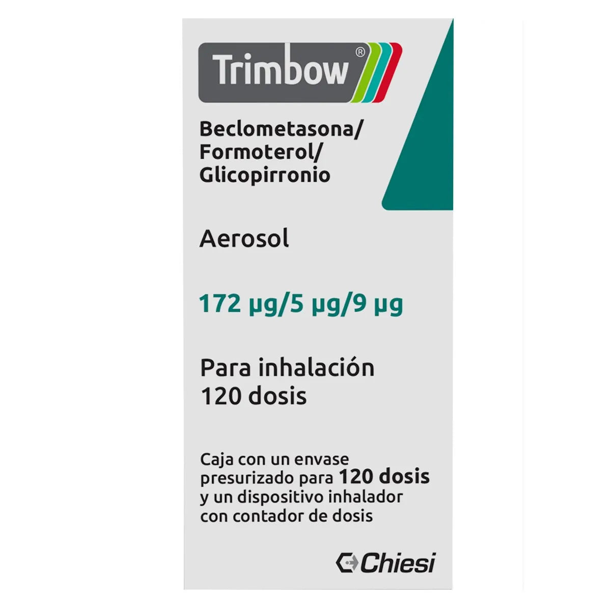 TRIMBOW  BECLOMETASONA/ FORMOTEROL/ GLICOPIRRONIO 172 µg/5 µg/ 9 µg  CAJ/1 DISP INHL 120 DOSIS