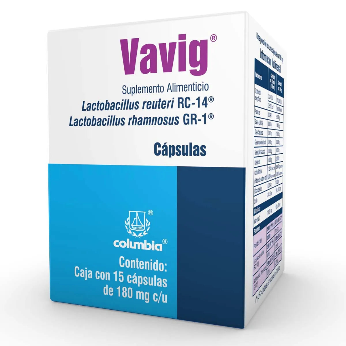 VAVIG LACTOBACILLUS REUTERI/ LACTOBACILLUS RHAMNOSUS 180 MG  CAJ/15 CAPS