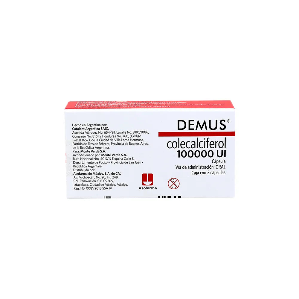 DEMMUS COLECALCIFEROL 100000UI CAJ/2 TAB