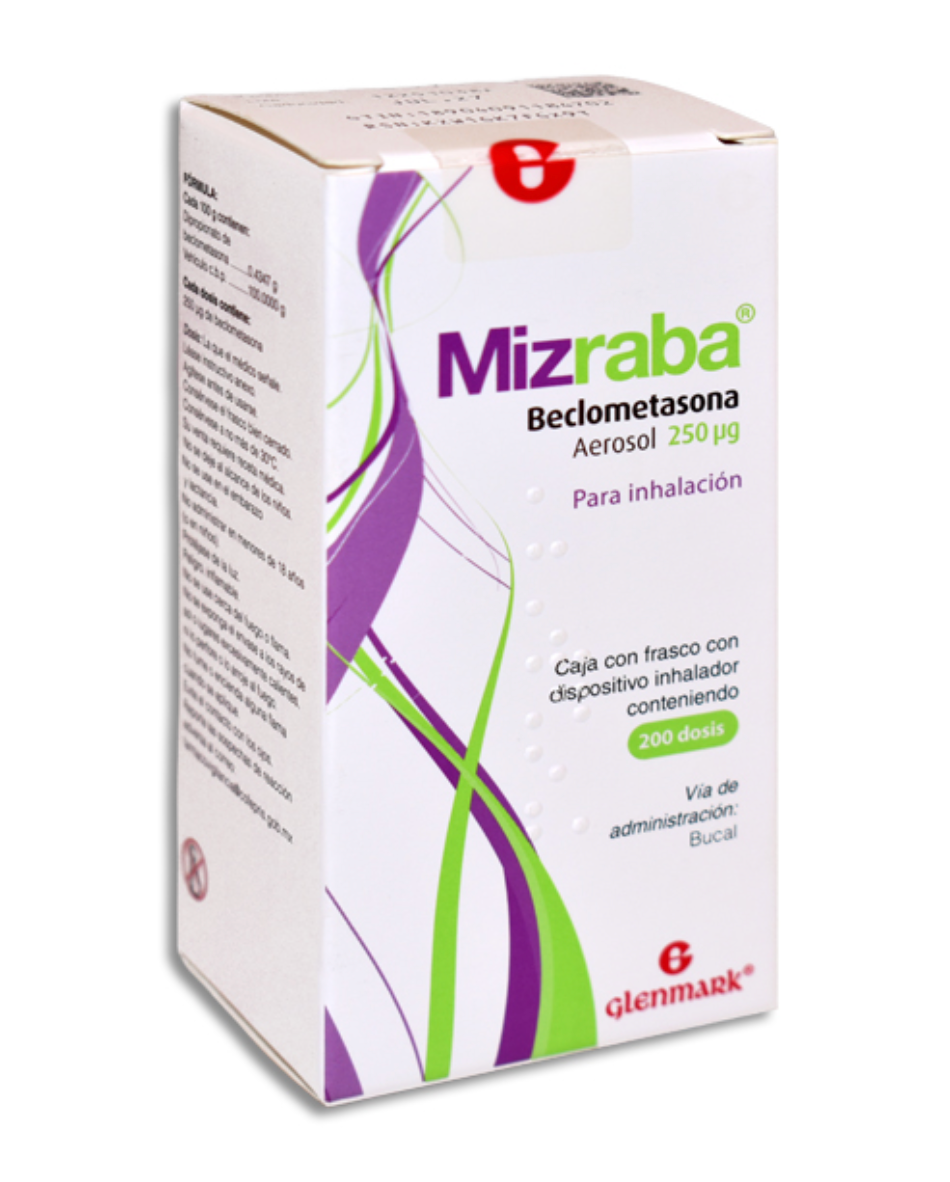 MIZRABA BECLOMETASONA AEROSOL 250 MCG  CAJ/1 FCO INH 200 DISP