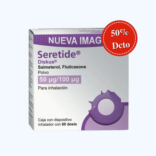 SERETIDE FLUTICASONA/SALMETEROL 50 MCG/100 MCG 60 DOSIS CAJ/1 DISKUS