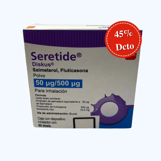 SERETIDE SALMETEROL/FLUTICASONA 50ug/500ug 1 DISKUS C/60 DOSIS