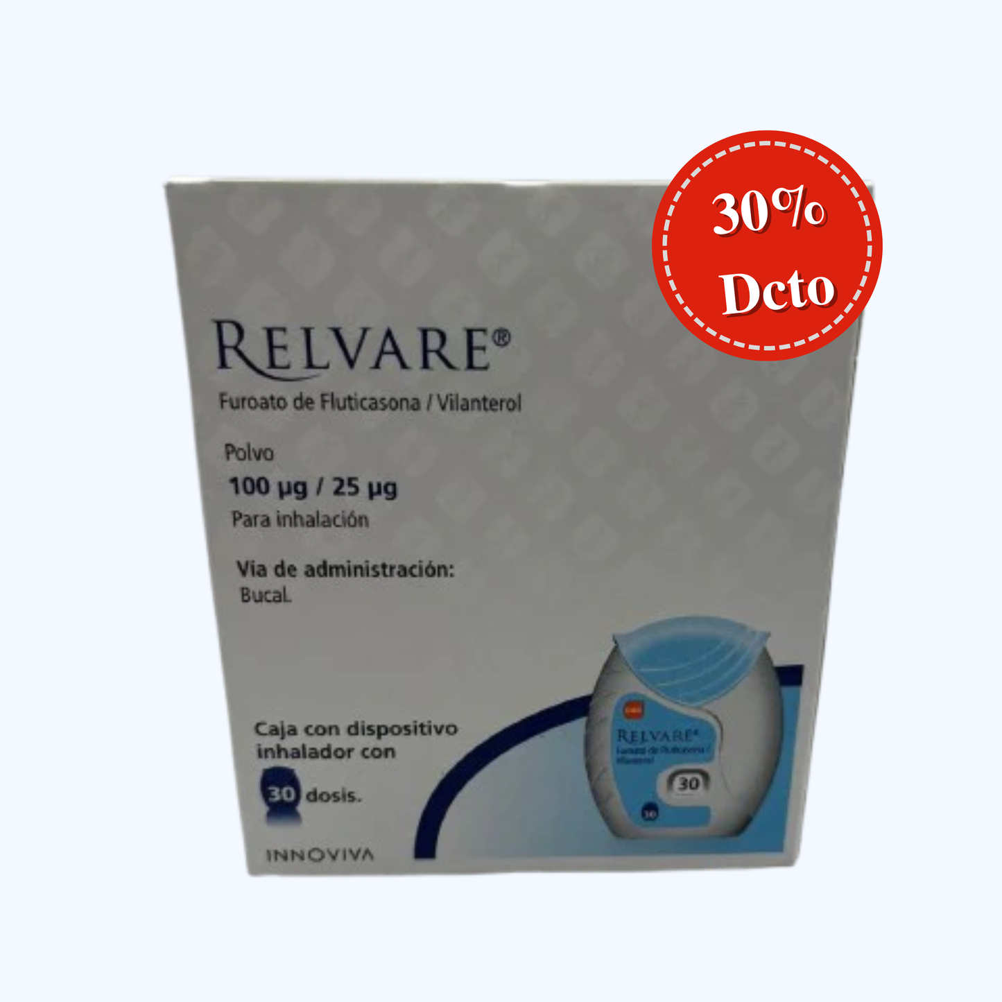 RELVARE FUROATO DE FLUTICASONA/VILANTEROL 100ug/26ug CAJ/1 INH CON 30 DOSIS