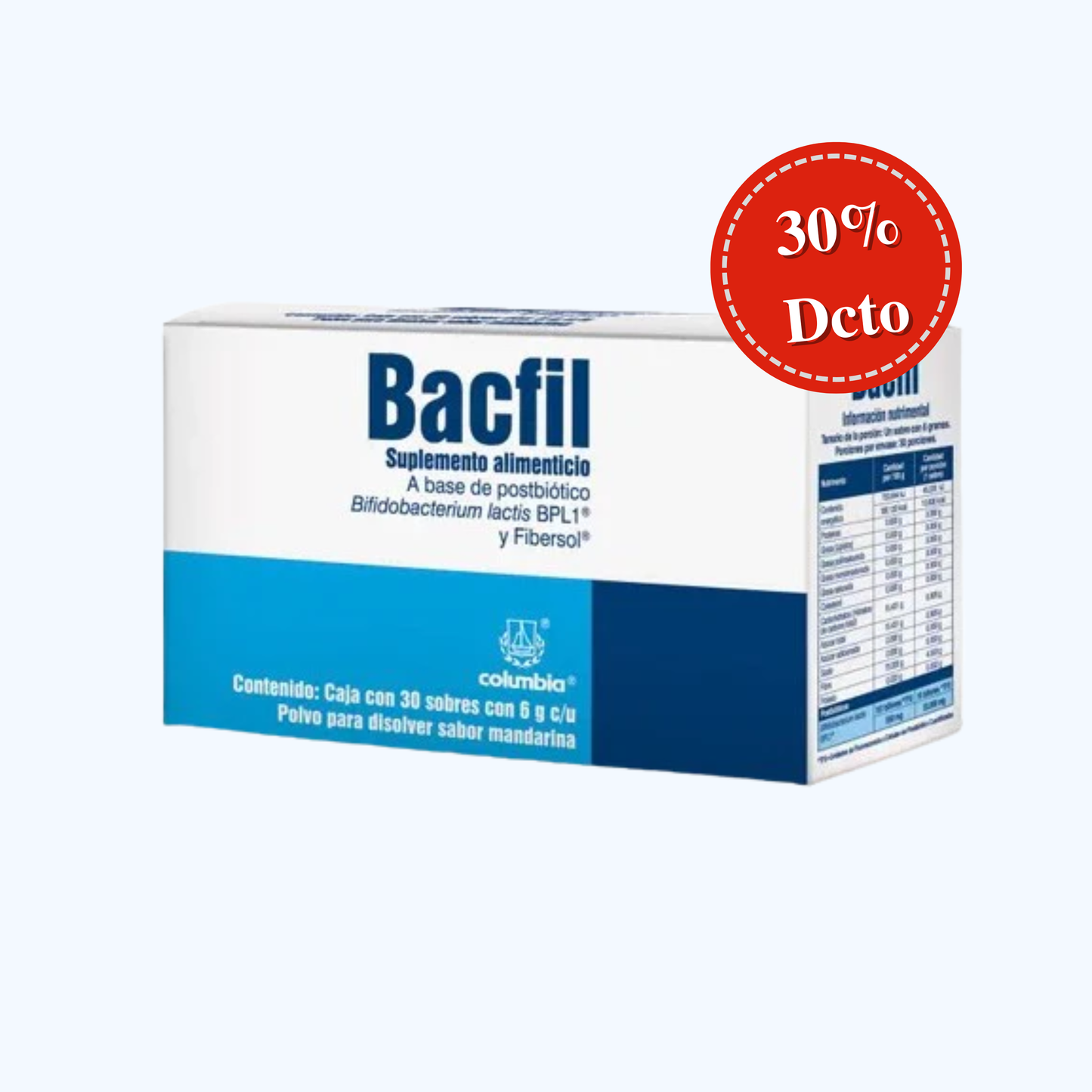 BACFIL POSTBIOTICO BIFIDOBACTERIUM LACTIS Y FIBERSOL 5 GR CAJ/30 SOB