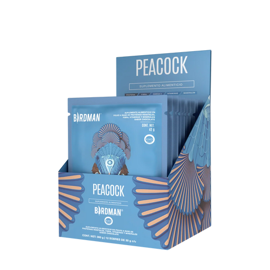 Peacock Plant Meal Proteína en Polvo con 11 Vitaminas & Omega 3 - Chocolate 10 Pack Sobres 10 sobres