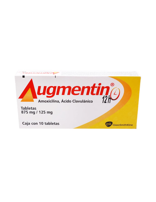 AUGMENTIN 12H  AMOXICILINA/ ACIDO CLAVULANICO TAB. 875/125 MG. CAJA C/10