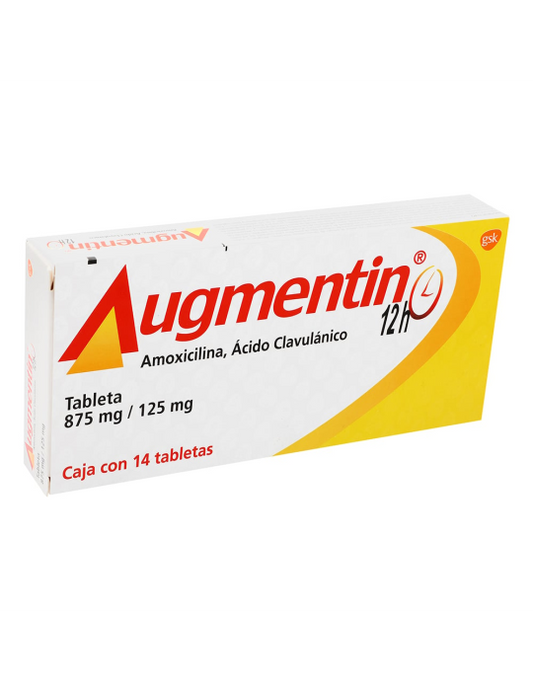 AUGMENTIN 12H  AMOXICILINA/ ACIDO CLAVULANICO TAB. 875/125 MG. CAJA C/14